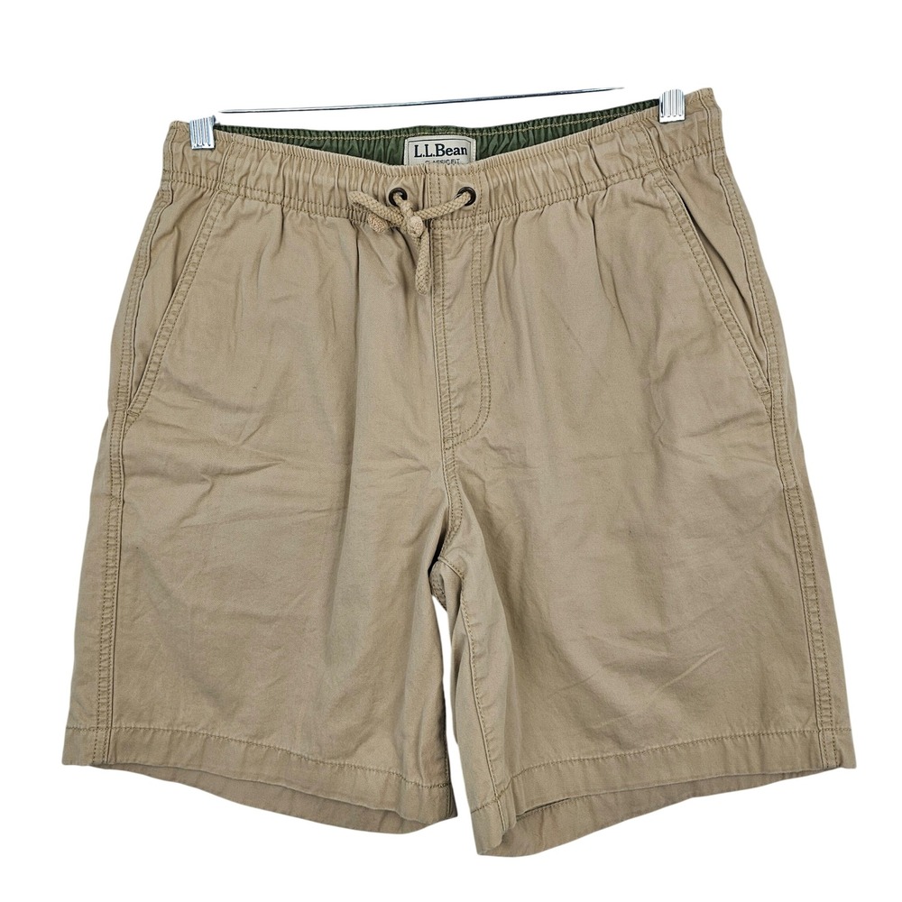 LL Bean Men's Classic Fit Elastic Waist Drawstring Shorts Khaki Medium